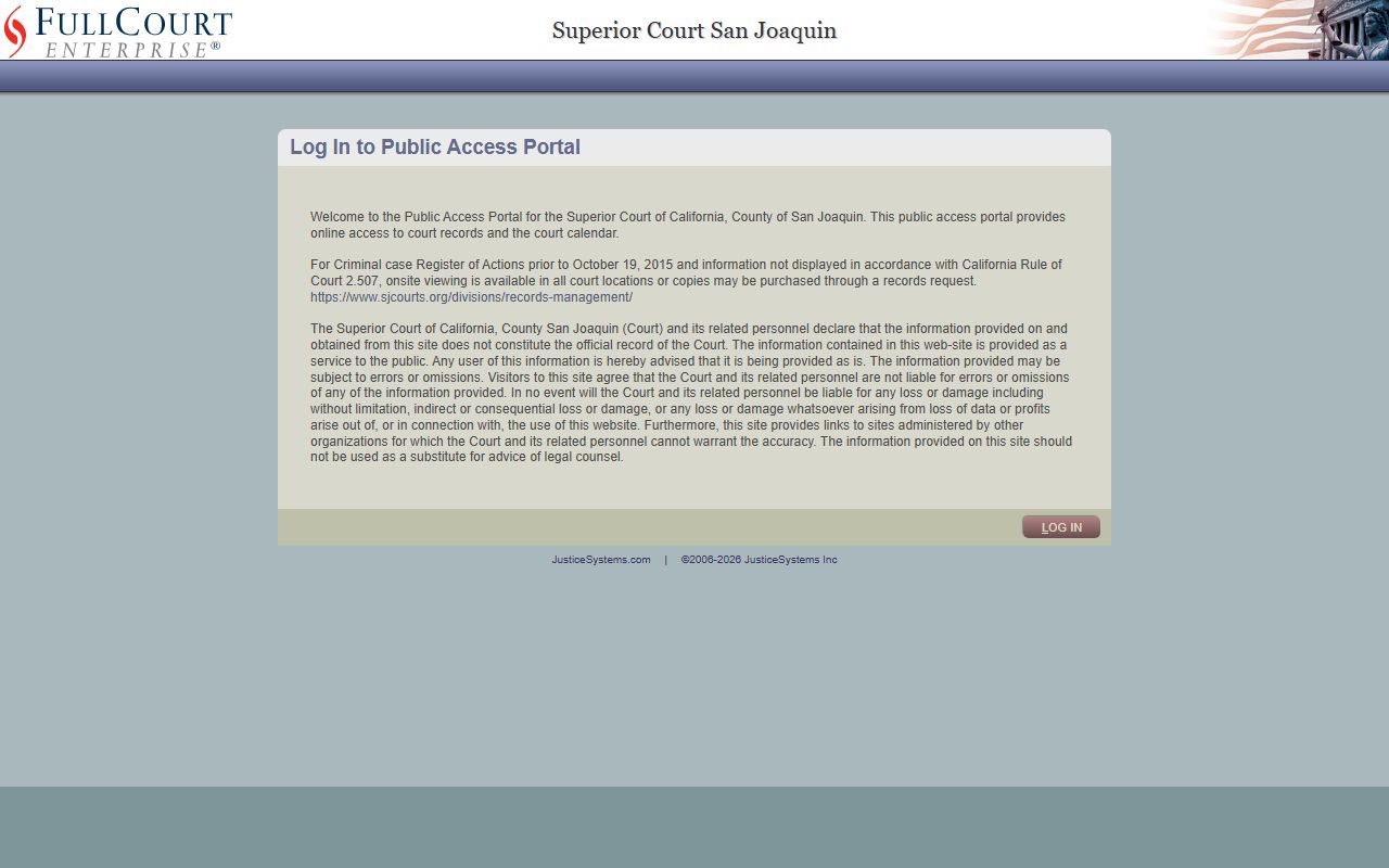 San Joaquin County case search portal