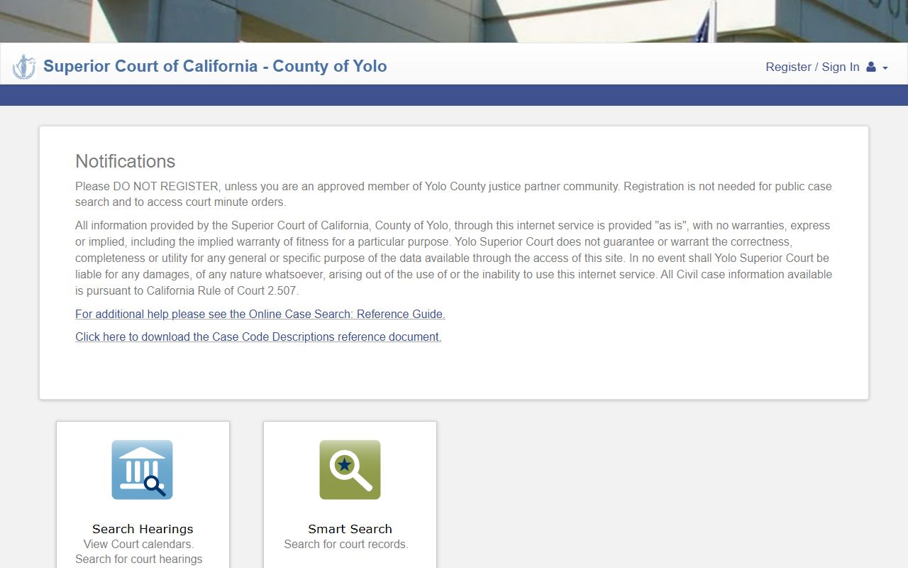 Yolo County Superior Court online portal